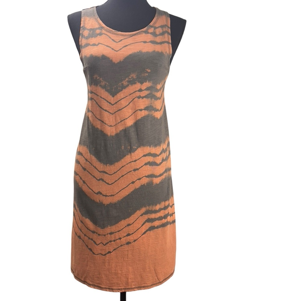 Loveriche T-Shirt Dress Green Orange Tie Die Size Large‎ A-Line Stretch Casual - Picture 7 of 7